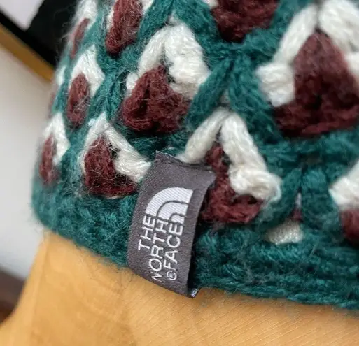 The North Face  Insulated Beanie Winter Hat Women’s Knit Lined Green Brown OSFM