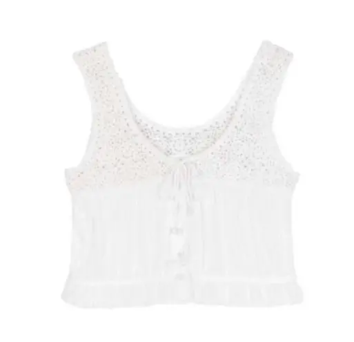 Doen lace crochet boho top in salt NWT White Size XXL