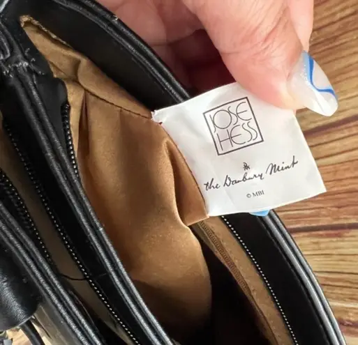 Jose Hess Leather Black Handbag Satchel Purse The Danbury Mint Crossbody