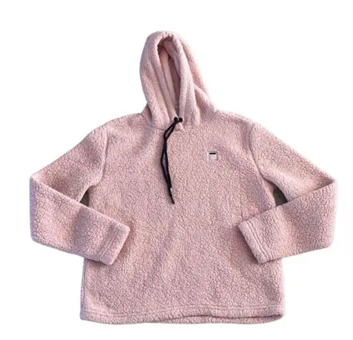 FILA Size Medium Pink Teddy Bear Fuzzy Hooded Athletic Sweatshirt