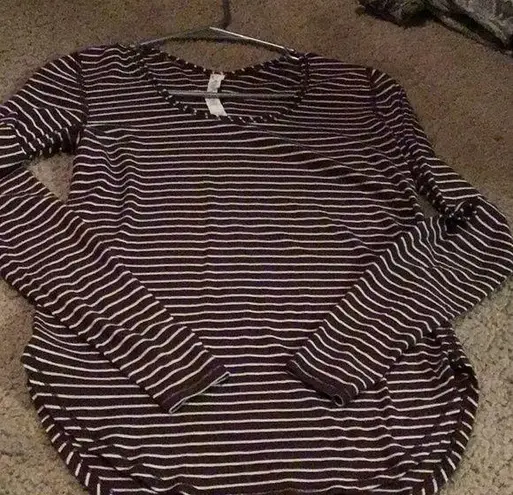 Lululemon  Scoop Neck Soft Rounded Bottom Brown White Striped top