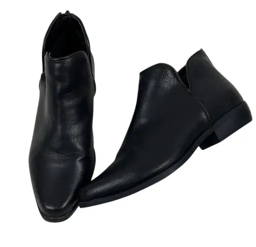 Hot Tomato Ankle Boots Womens 8 Black Faux Leather Cutout Zip Minimalist Classic