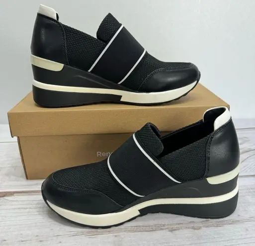 NEW Renato Garini Italy Midnight Moon Black Wedge Slip On Sneakers Size 36/5.5