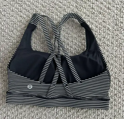 Lululemon black striped energy bra