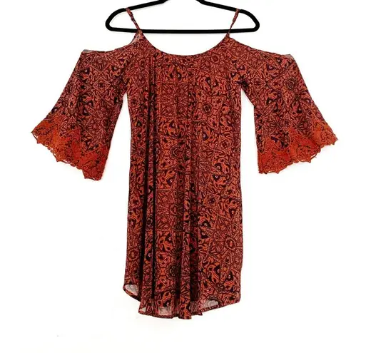 Xhilaration Lightweight Rust Cold Shoulder Dress