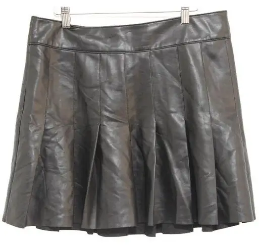 Abercrombie & Fitch Womens  Black Vegan Leather Pleated Knee-Length Skirt Size L