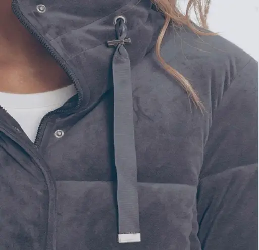 Isaac Mizrahi Velvet Puffer Jacket Gray Soft Coat Size L