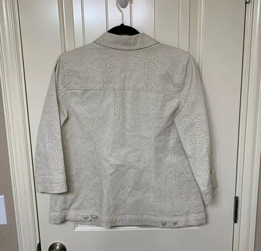 D & Co Animal Print Denim Jacket Tan