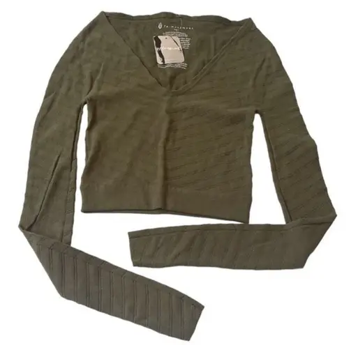 Free People Movement Gone Adrift Long Sleeve Crop Top Secret Moss Green Small