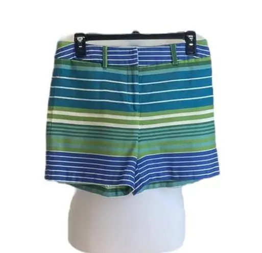 J. McLaughlin  High Waist Shorts Blue Size 6 Stripes Preppy Coastal Minimalist