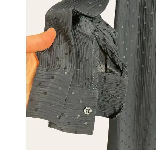 Sandro Paris Navy Blue Asymmetrical Polka Dot Long Sleeve Shirt Dress Size M