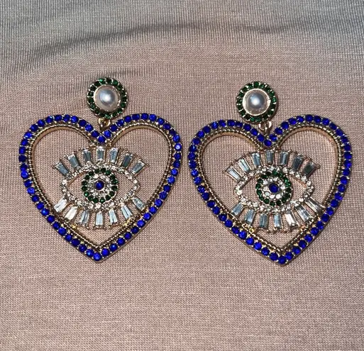 Heart Rhinestone Drop Earrings Multiple