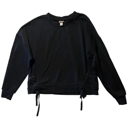 Mossimo Women's XXL Sweatshirt Black Cropped Lace Up Casual Comfy Neutral