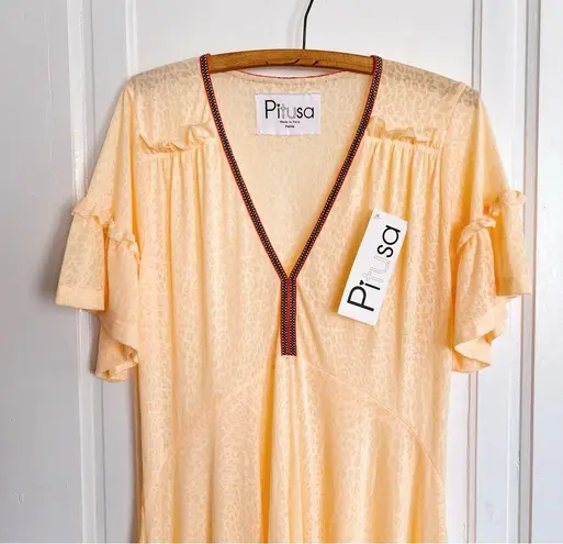 pitusa • Inca midi dress beach coverup sheer orange cheetah pattern resort