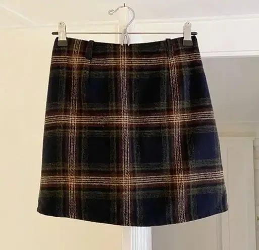 J&B Plaid Knit Mini Skirt Size 1 Navy/Green Blue