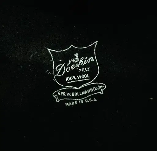 Vintage Geo W Bollman Lords Chocolate Doeskin Felt Wool Hat Feather