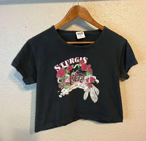 American Vintage Vintage 90’s Sturgis Bike Rally Crop Top Baby Tee Size Medium