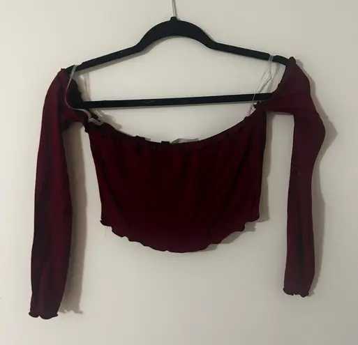 Maroon Off The Shoulder Crop Top Red