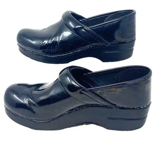 Dansko Black Patent Professional Nursing Clogs Shoes ~ Women's Size 38
