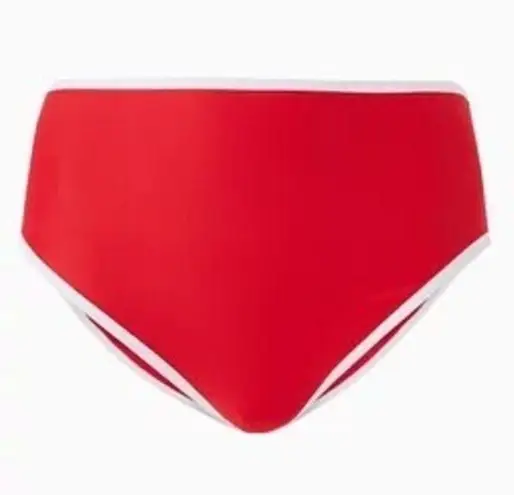 Free People Its Now Cool Waisted Duo Bikini Briefs Stretch Nylon Red White Contrast Size 8