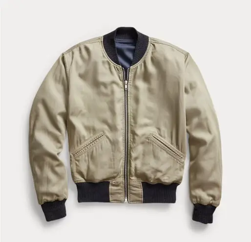 RRL Reversible Bomber Jacket Eagle Embroidery Twill Western Indigo Tan 4 EUC Blue Size undefined