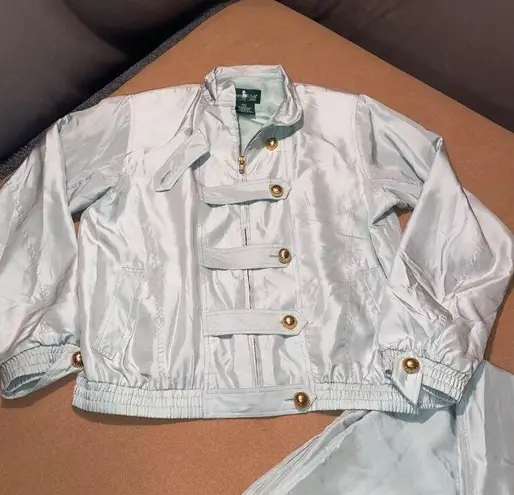 Hunt Club Silk Petite Vintage 80s Women's Satin Tracksuit Jacket Pants