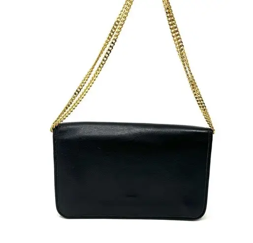 Christian Dior Vintage  Black Leather Gold Hardware Strap Shoulder Bag