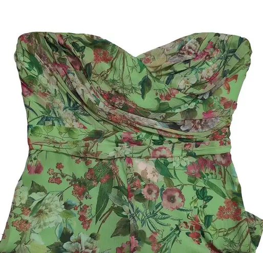 Jay Godfrey Lydia Romper Strapless Green Floral Sweetheart Neckline Chiffon 4