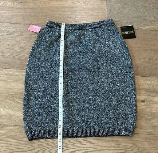 Jeanne pierre 90s SILVER TONE SPARKLING METALLIC KNIT PENCIL SKIRT KNEE LENGTH S