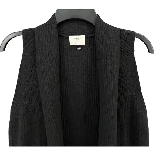 Wilfred Long Knit Vest Womens Small Black Sleeveless Open Front Pockets Duster