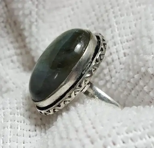 Labradorite 925 Silver Gemstone Oval shape Ring Size
