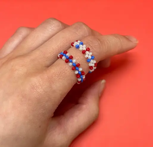 Handmade Team USA Beaded Rings Set