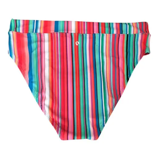 Next NWT Women’s Tavarua High Waist High Leg Bold Colorful Stripe Swim Bottom LG Pink