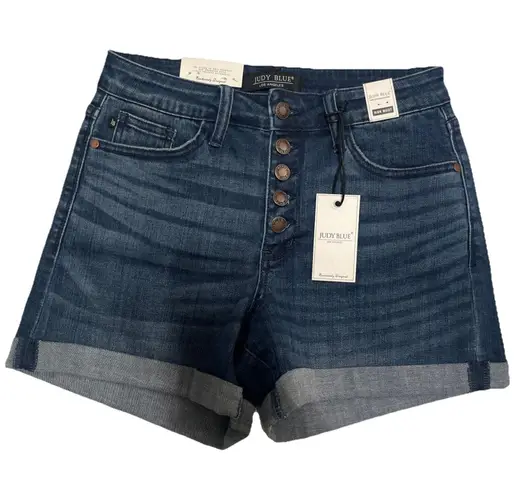 Judy Blue NWT High Waist Button Fly Rolled Hem Shorts Sz 27