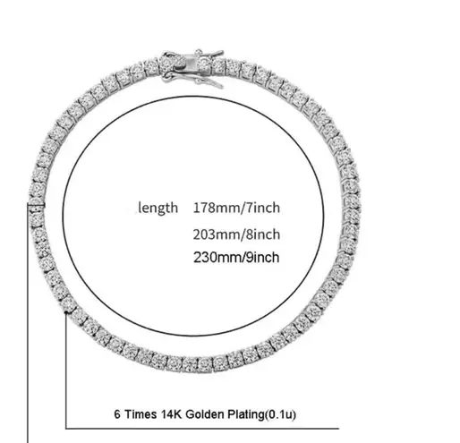 5mm round cubic zirconia 14k gold plated setting bracelet 7”