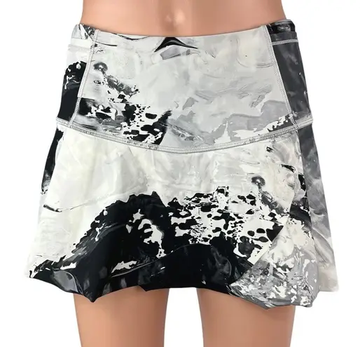 Lululemon Black White Tie Dye Marble Printed Tennis Golf Athletic Skirt Skort S