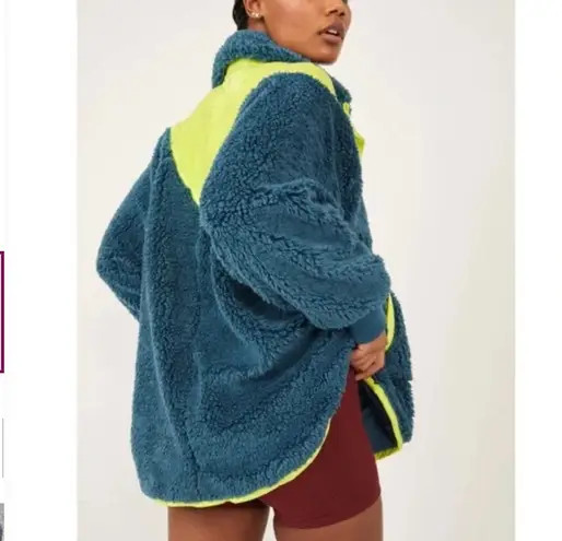 Free People Movement Fall to Rise Fluffy Quarterzip Pullover Margarita Blue
