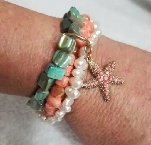 Beachy Stone Stretch Bracelet Orange