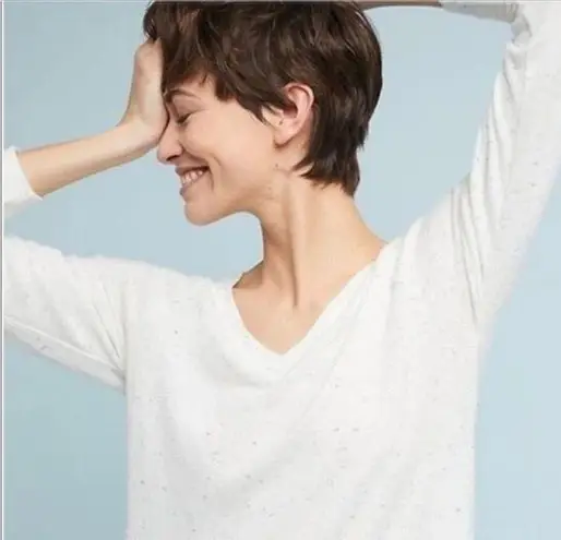 Anthropologie Postmark Gia White Blue Speckled V