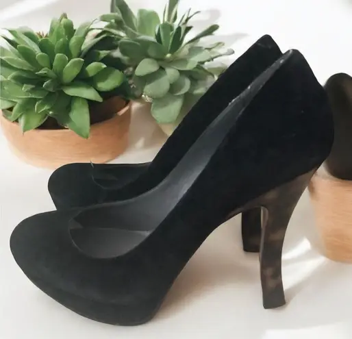MRKT black suede platforms With Acrylic Animal Print Heels Women’s Size 7.5