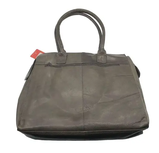 Spikes & Sparrows Addison Leather Tote Bag Zipper Closure Dual Handles Gray