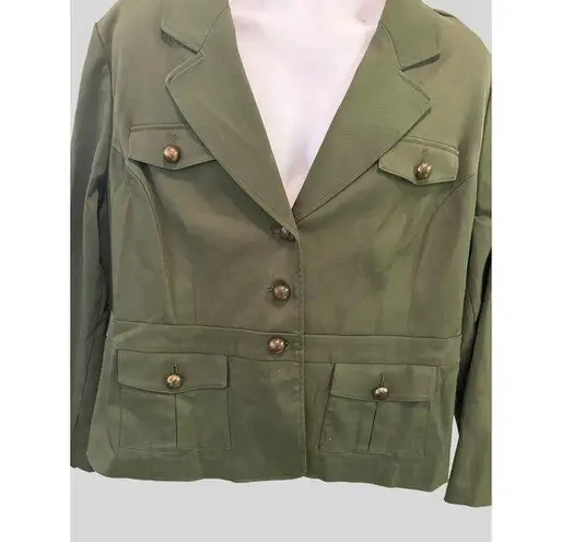Studio 1940 Olive Green Women's Blazer Jacket With Four Pockets & Button