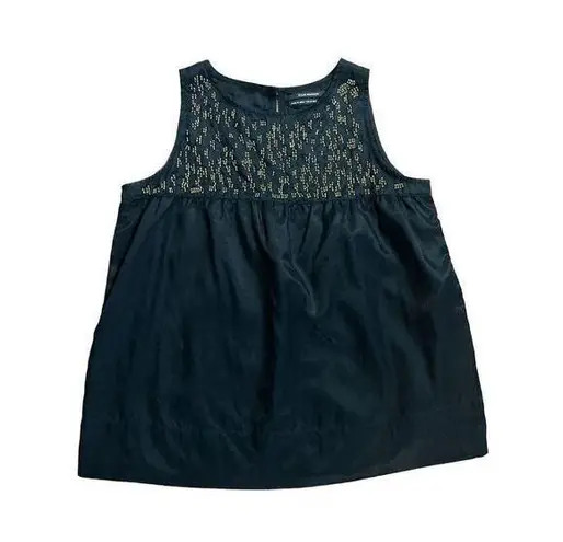Club Monaco black silk blend sleeveless top with gold embellishments sz XS