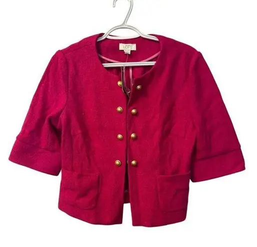 Ann Taylor Loft NWT Women's Pink Wool Blend Blazer Jacket Size M 3/4 Sleeve Size M
