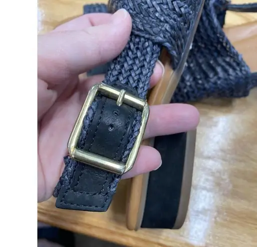 Paul Green Helena Woven Sandals Women's 9.5 Blue Leather Slip-On Shoes S70