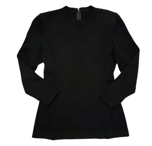 St. John Collection Black Santana Knit Long-Sleeve Fitted Tunic Top