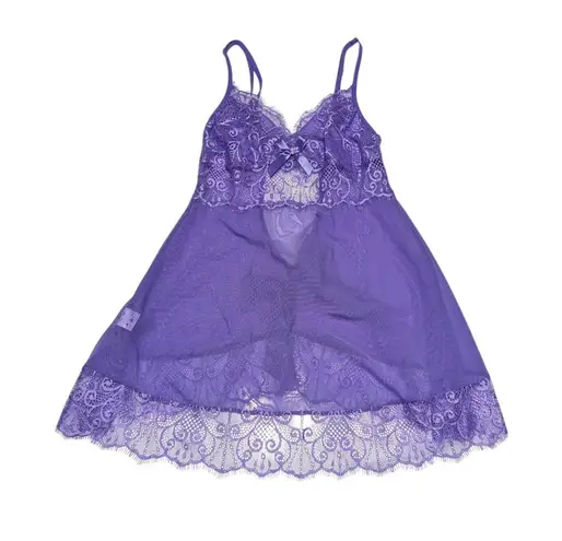 Shirley Of Hollywood Lace Emmy Babydoll Slip Chemise Lingerie Lilac Purple Sexy