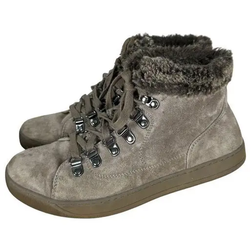 Johnston & Murphy Grey Suede Leather Faux Fur Trim Ankle Boots Women's Size 9
