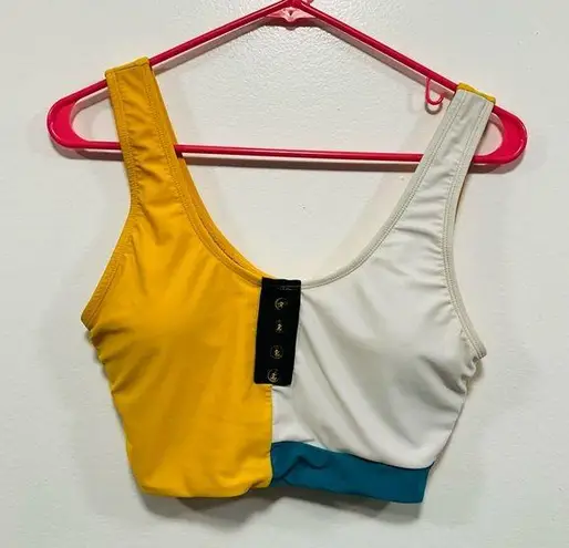 Kortni Jeane Coral Reef swimsuit! Tankini bikini color block yellow white & green swim top!