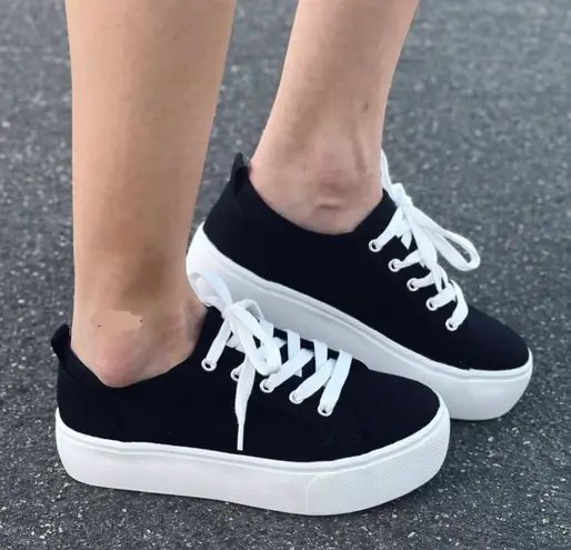 Soda Black Canvas Lace Up Sneaker 